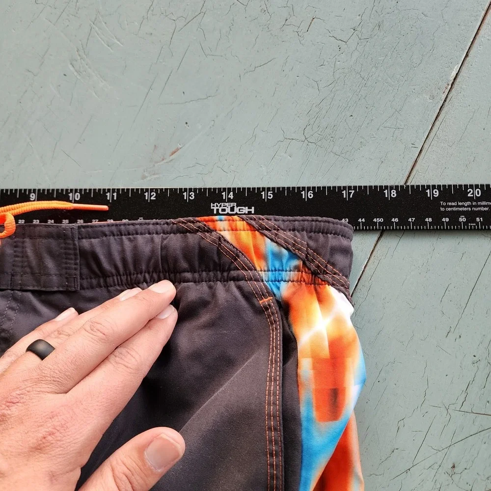 Nike Mens  Black and Orange Swim Trunks Size L‎